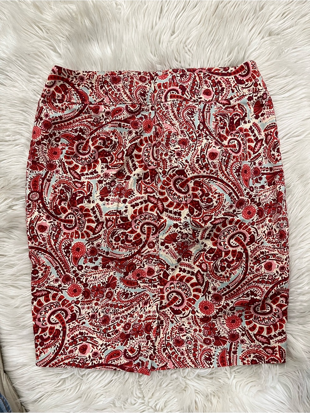 Ann Taylor Loft Red Paisley Print Pencil Skirt Size 6P
